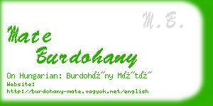 mate burdohany business card